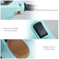 Moto Elettrica per Bambini 18-36 mesi con Licenza Ufficiale Vespa, Fari e Clacson, 66.5x38x52 cm, Verde
