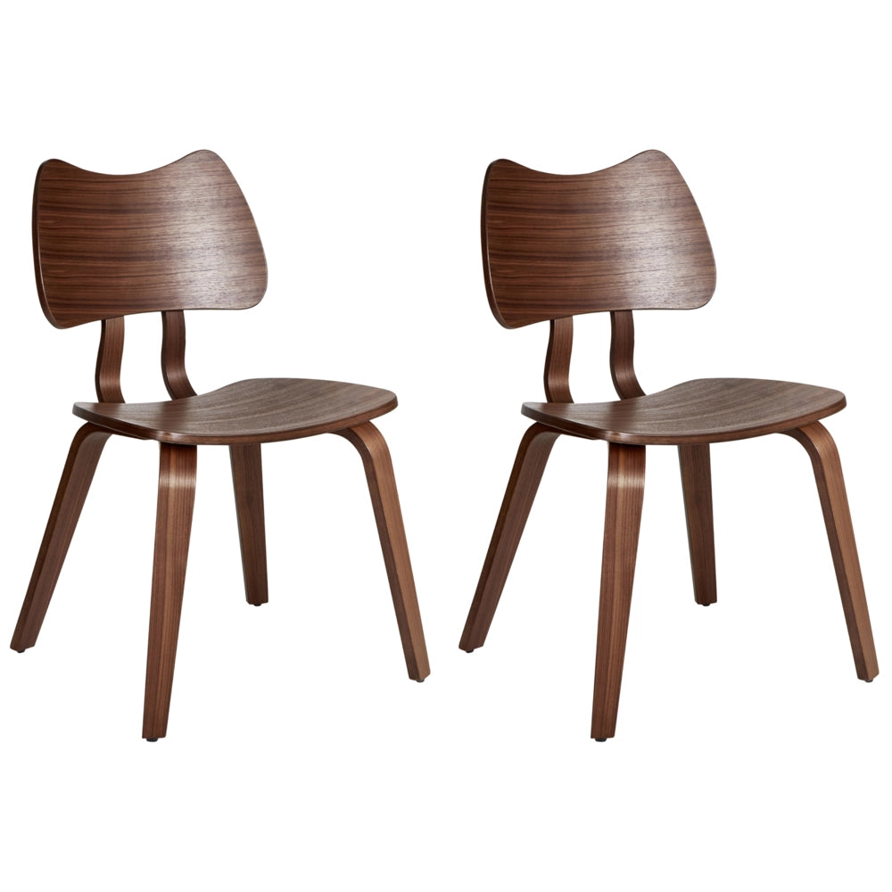 Set di 2 sedie da pranzo con struttura in legno di gomma marrone Mobili da cucina per la sala da pranzo in stile retrò