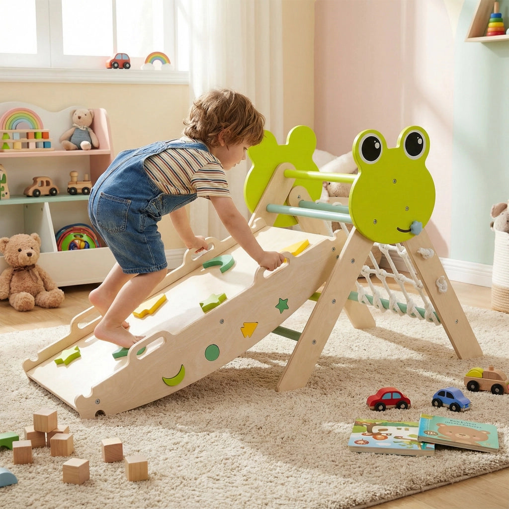 Set di arrampicata a triangolo giungla pieghevole arco rampa scalatore-Gioco montessori blocchi labirinto per neonati bambini arrampicata