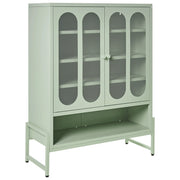Credenza in acciaio con 2 ante ovali traforate e 5 ripiani verde menta stile industriale moderna