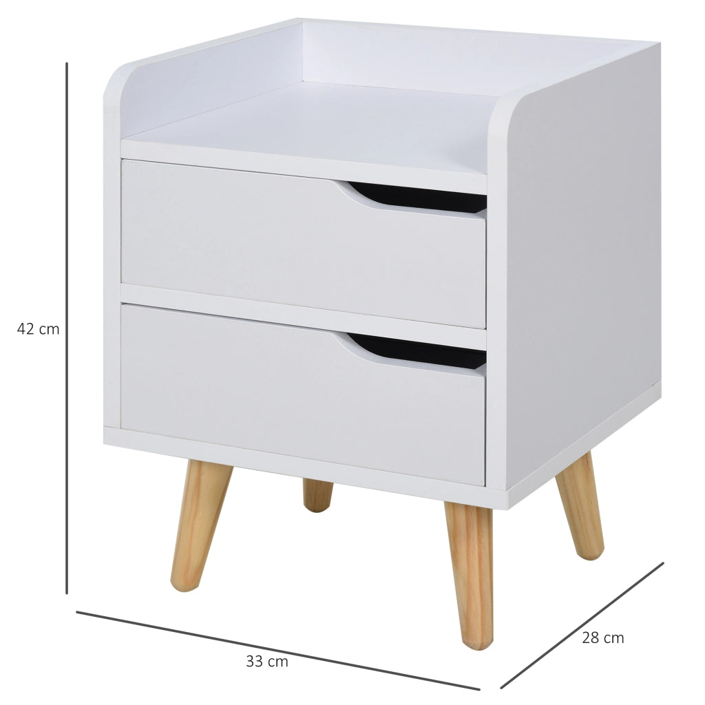 Tavolino con 2 Cassetti ¨C Zephmum ¨C 33x28x42 cm Bianco Legno