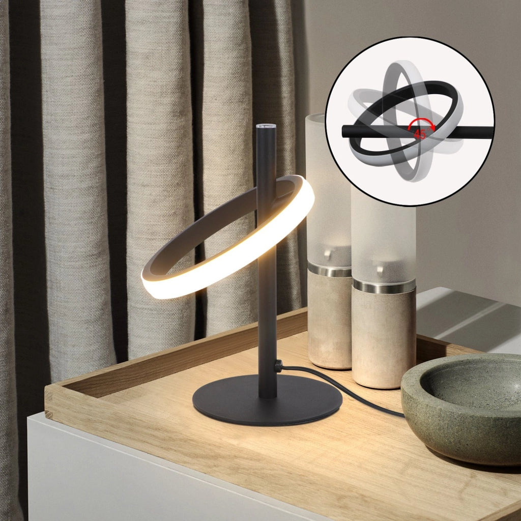 ZMH Lampada da tavolo LED nera moderna anello orientabile