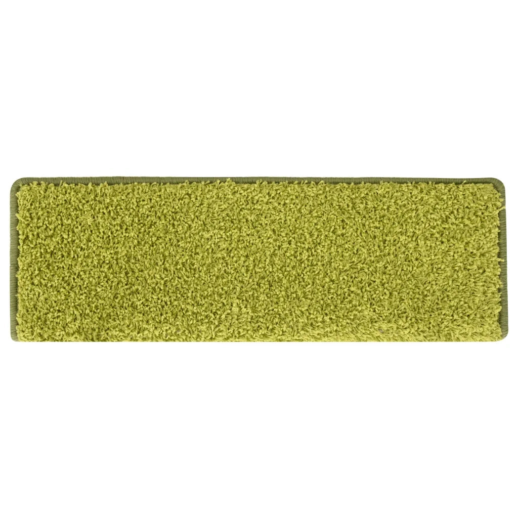 Tappetini per scale 15 pz 65x21x4 cm Verde Bordo rettangolare 326204