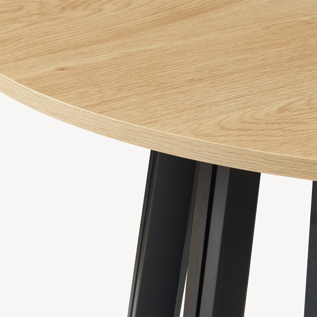 Tavolo Rotondo Lensuu da Pranzo (AxØ) 76 x 80 cm - Effetto Rovere/Nero [en.casa]