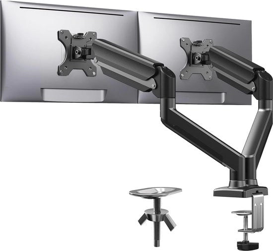 Sostegno da Scrivania per Doppio Monitor, Adatto per Schermi da 17 a 32 Pollici, VESA Compatibile con Elevazione e Rotazione