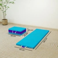 Tappetino Gimnasia Pieghevole con Maniglie di Trasporto e Borsa per Yoga Aerobica, Blu