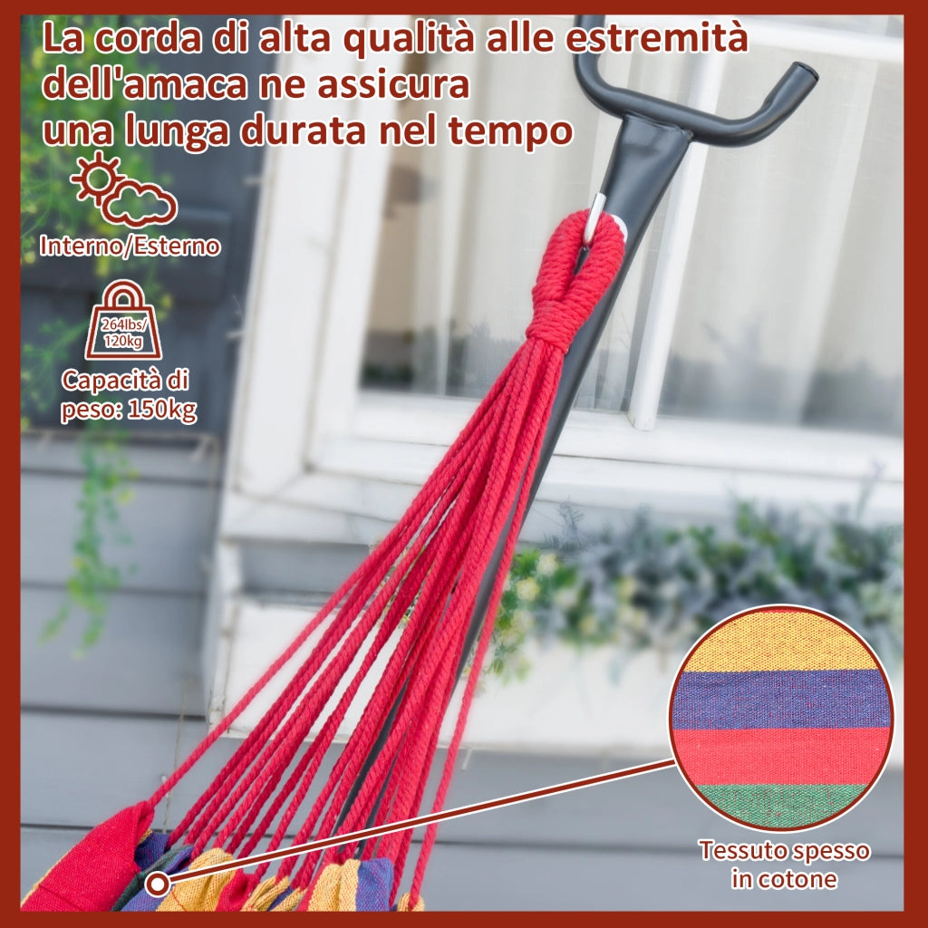 Amaca da Giardino Autoportante ¨C zephmum ¨C Acciaio, Cotone Multicolor, Custodia Inclusa