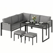 Divano Angolare Esterno Set da Giardino 6 Pezzi ¨C zephmum ¨C Grigio Polyrattan 10cm Cuscini