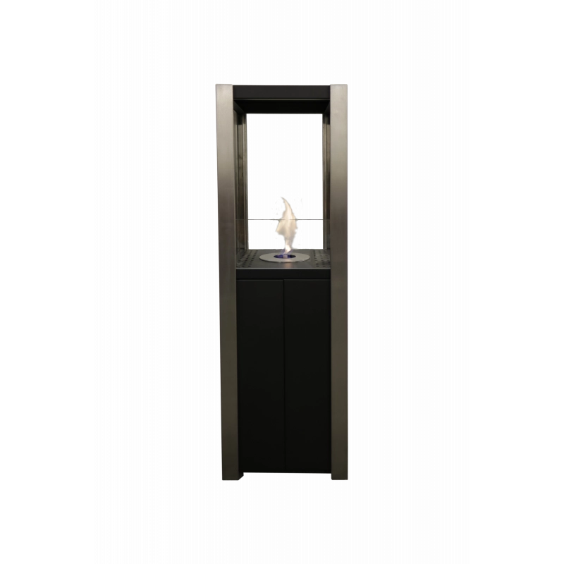 Biocamino pavimento Nevada Nero 1,5 kW – vetro frontale, altezza 120 cm, potenza decorativa – Tecno Air System