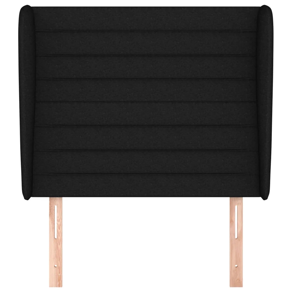 Testiera | Testata ad Orecchio Nera 93x23x118/128 cm in Tessuto