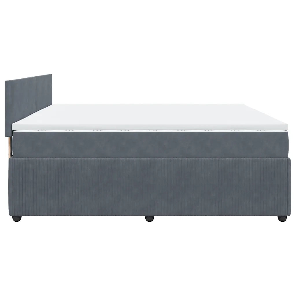 Giroletto a Molle con Materasso Grigio Scuro 200x200 cm Velluto