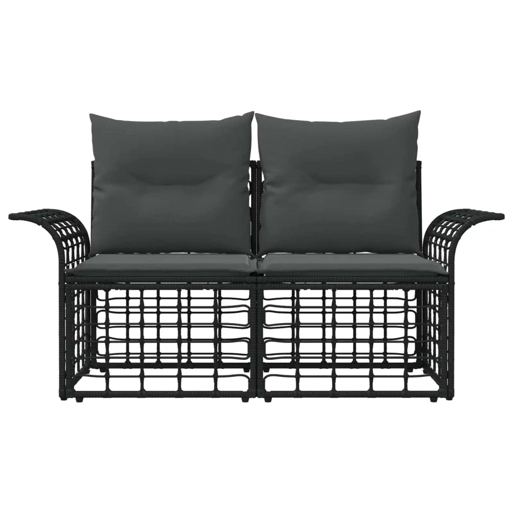 Loveseat da esterno 2 pz Nero e Grigio scuro polyrattan CFW4953401