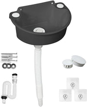 Wastafello per Campeggio 7 Litri - Rubinetto in Plastica - Chiusura Valvola - Montaggio con Strisce Adesiva/ Viti - Ideale per Camper/Terrazza - Bidone di Scarico