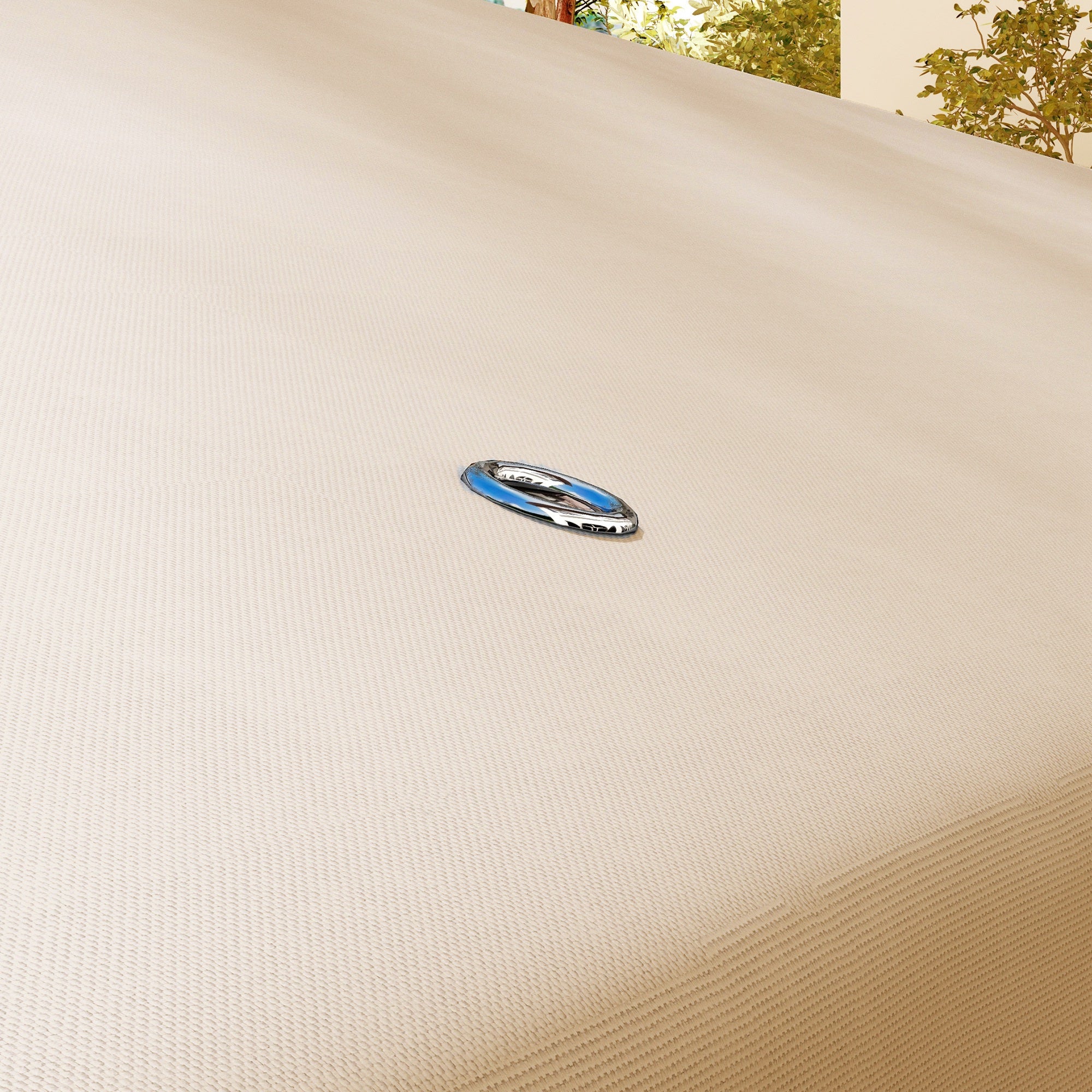 Tetto per Gazebo 3x4 m a 2 Livelli con 8 Fori di Drenaggio in Poliestere Bianco Crema