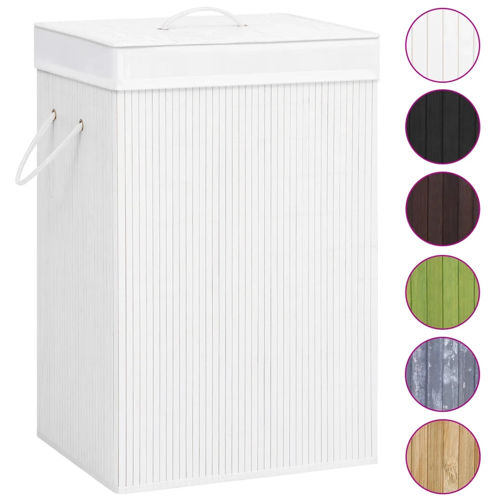Cesto Portabiancheria in BambÃ¹ Bianco 72 L cod mxl 52063