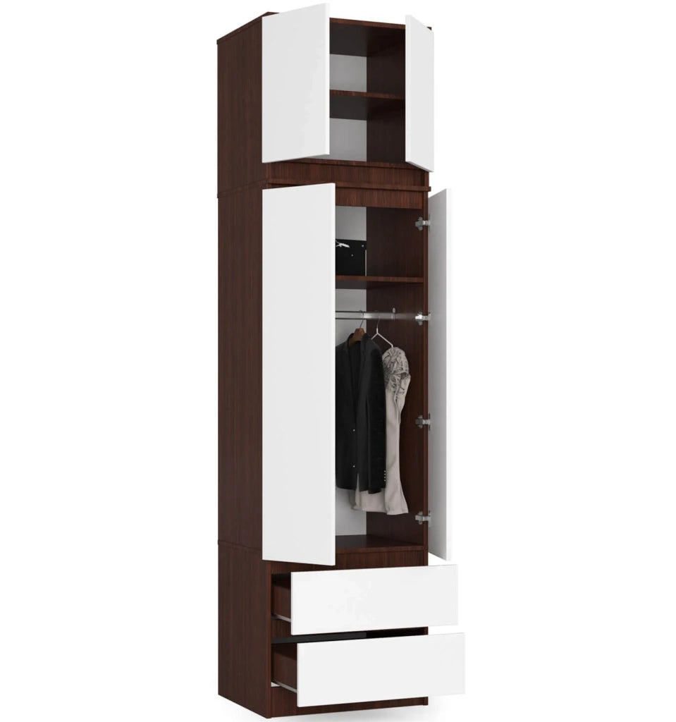 Sopralzo per armadio AKORD S60 Wengé 60 cm 2 ante inserto frontale Bianco 60x51x55 cm