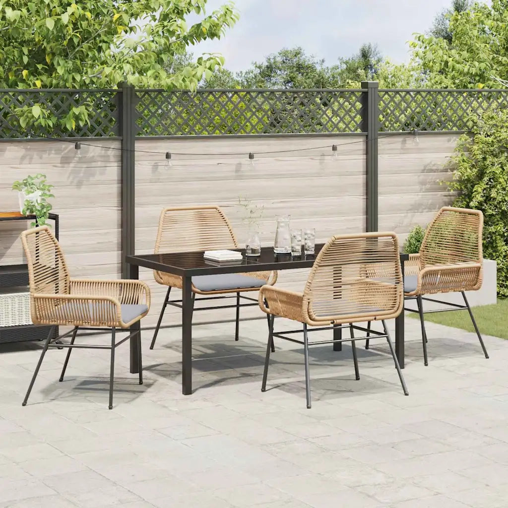 Set da Pranzo per Giardino con cuscino 5 pcs Marrone polyrattan 3380879