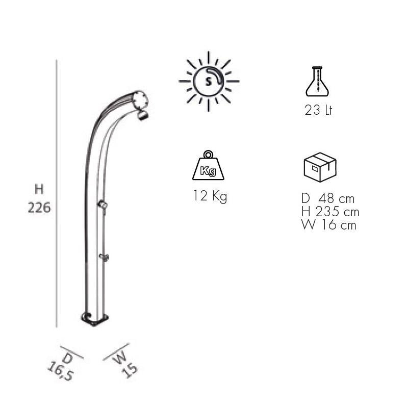 Doccia Solare In Alluminio Jolly 25 Litri Top Line Con Miscelatore E Lavapiedi Colore Zaffiro Cv-A520-Tl/5600