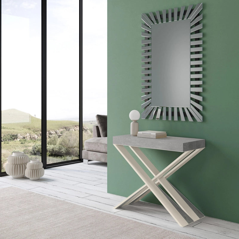 Consolle allungabile 90x40/196 cm Diago Small telaio Bianco - Cemento