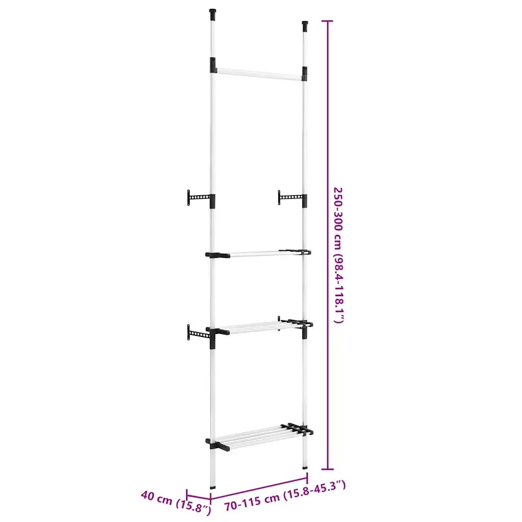 Sistema per Guardaroba Telescopico Aste Mensole in Alluminio cod mxl 78143