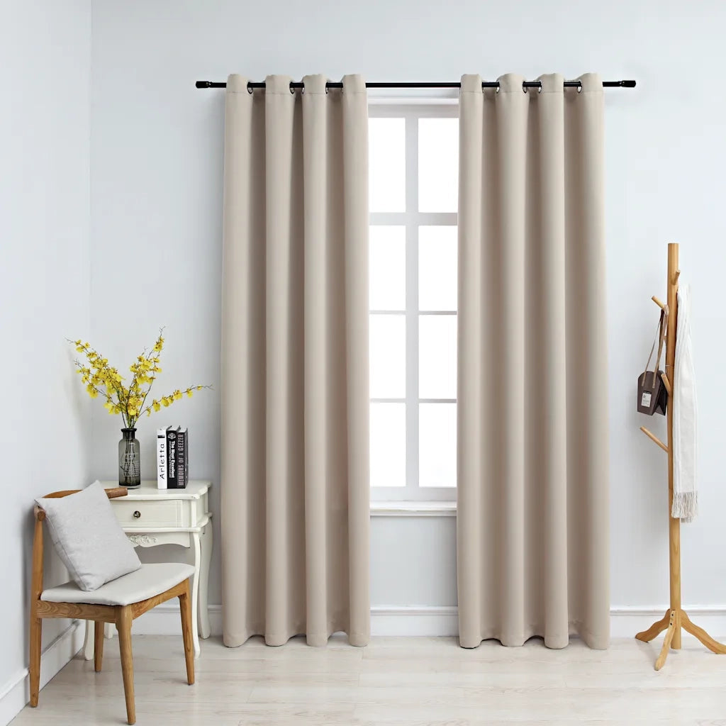 Tende Oscuranti con Anelli in Metallo 2 pz Beige 140x225 cm cod mxl 76043