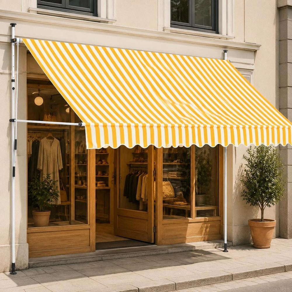 Retractable Awning, Manually Operated, 250 Cm, Orange/white Striped