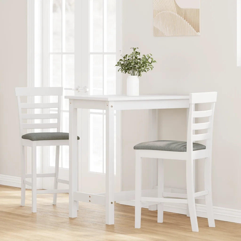 Sgabelli da Bar con Cuscini 2 pz Bianco Legno Massello di Hevea 4102541
