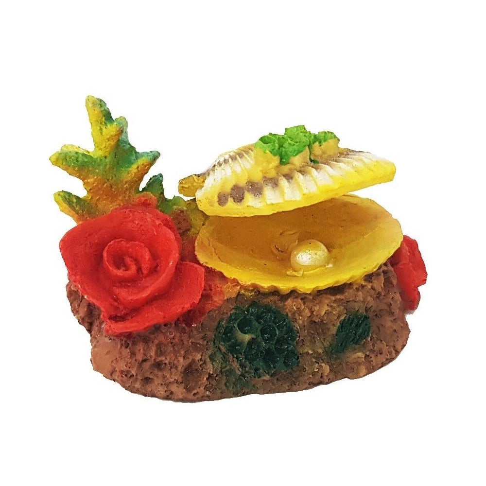 Trade Shop - Conchiglia Perla Rocciosa Ornamento Per Acquario 12x9x8cm Corallo Sottomarino -