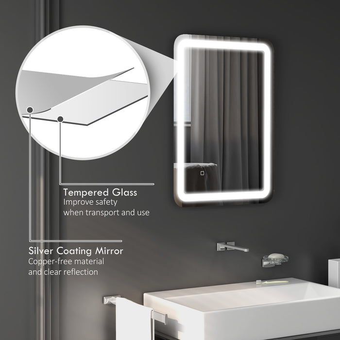 Specchio Bagno con LED a 3 Temperature e Interruttore Touch 70x50 cm Antiappannamento