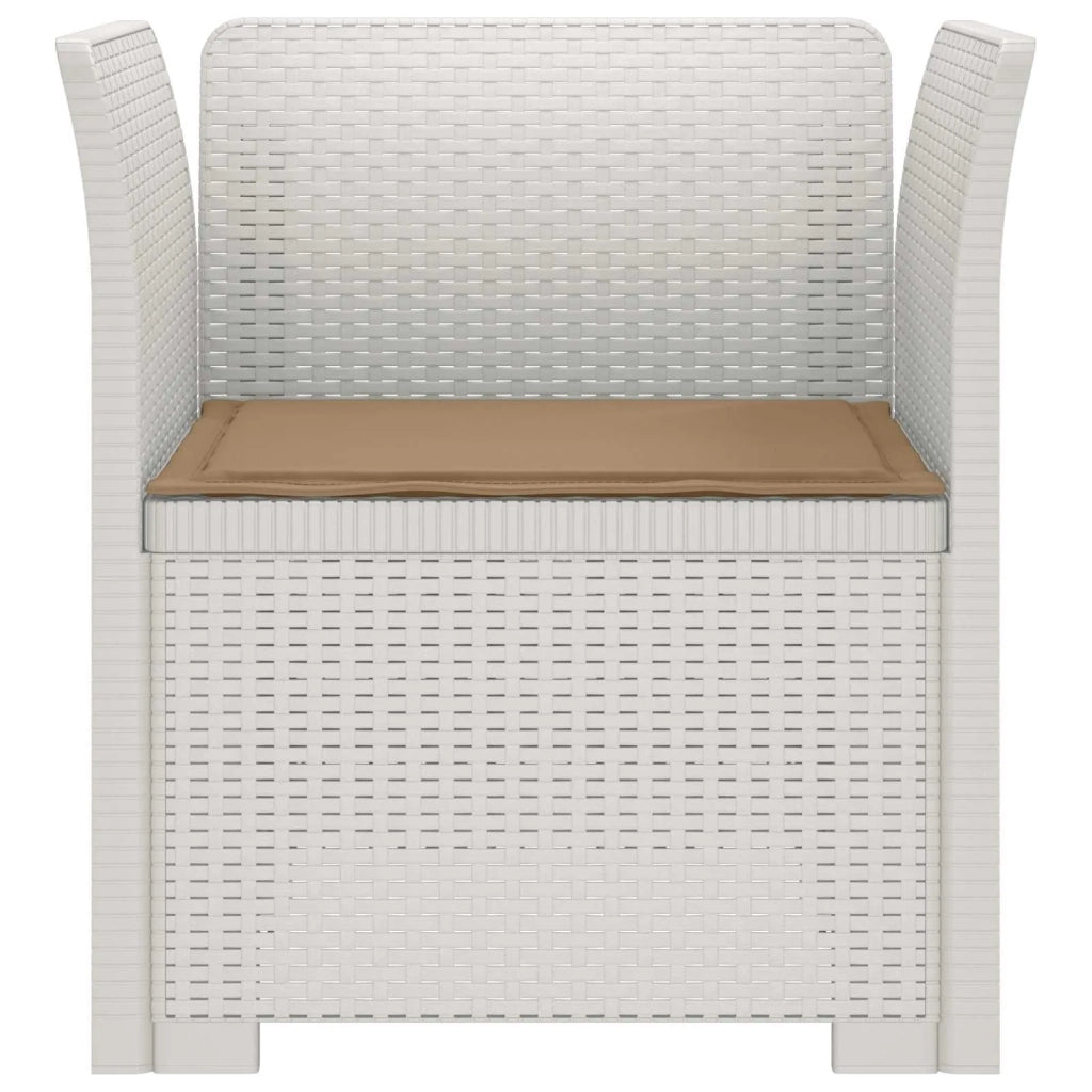 Sedia da giardino-Poltrona a 1 Posto con Cuscino Aspetto Rattan PP Bianco 994168