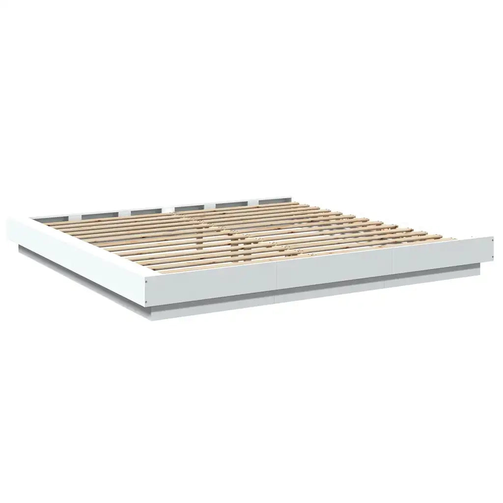 Giroletto con Luci LED-Struttura Letto Bianco 180x200 cm in Legno Multistrato