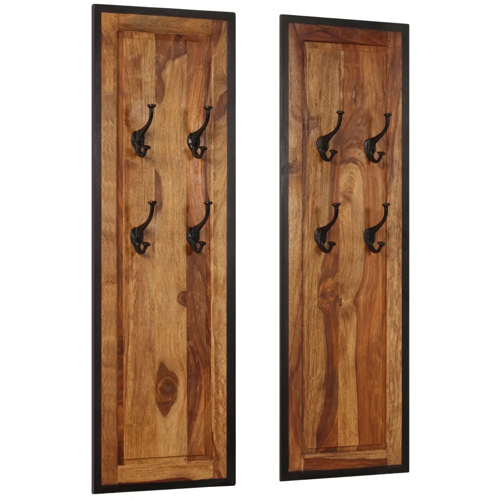 Appendiabiti 2 pz in Legno Massello di Acacia 246232