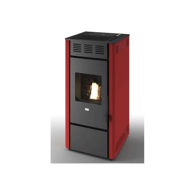 Punto Fuoco 9801770 Stufa a pellet Martina-14 12 kW volume 200-300 mc con telecomando scarico posteriore 80 mm (46x52x98 cm) colore Rosso