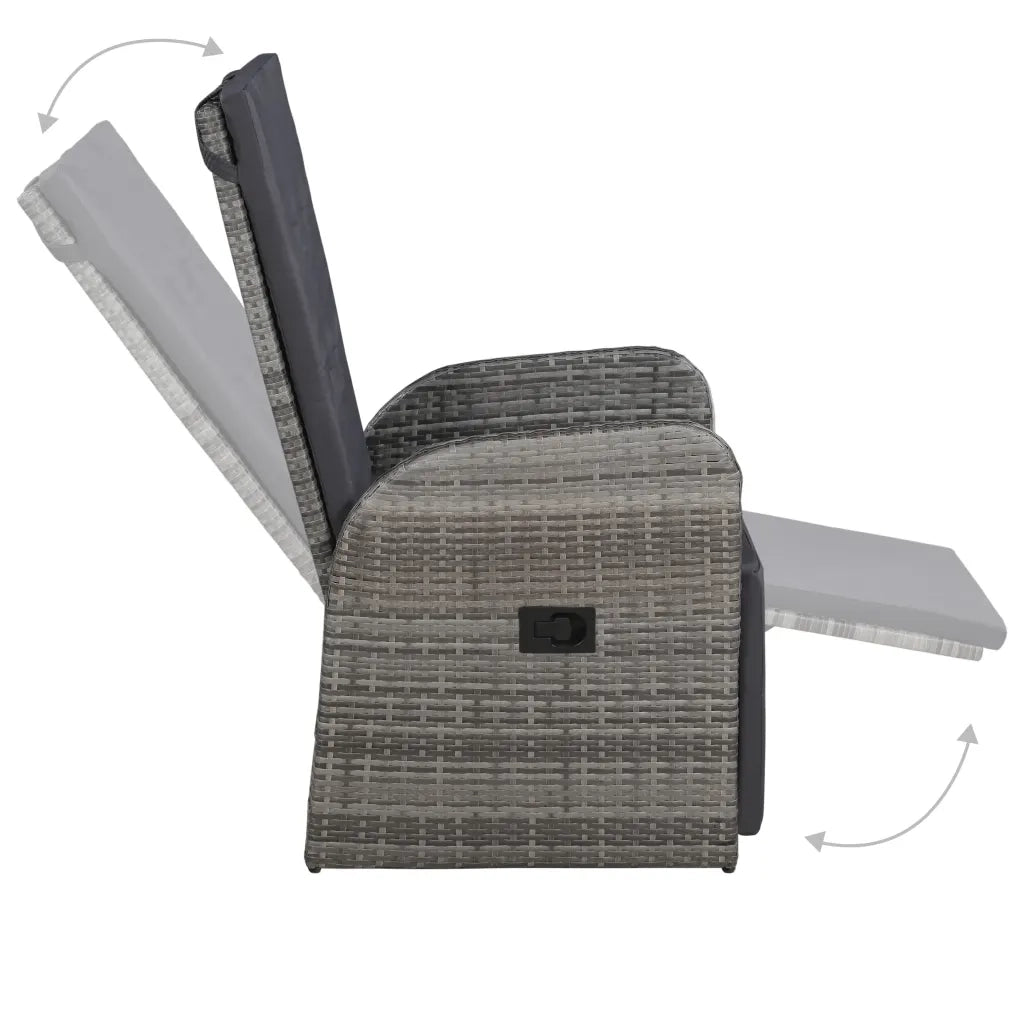 Set da Bistrot 3 pz con Cuscini in Polyrattan Grigio 47678