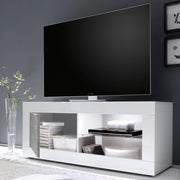 Gambara, Mobile Porta tv 2 Ripiani, 140x43x56h cm Bianco Lucido