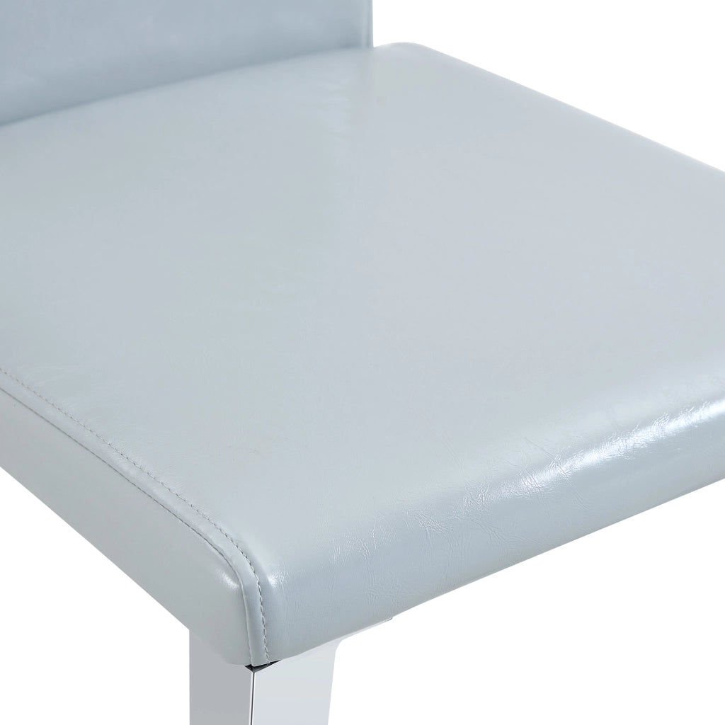 Sedia da sala da pranzo in similpelle PU grigio chiaro con schienale ergonomico e gambe metalliche argento 108 × 49 × 39 cm