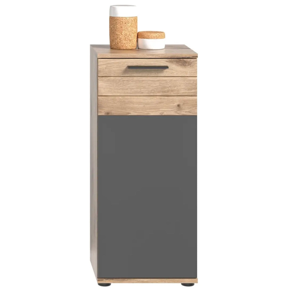 Mobile contenitore 1 porta – Grigio antracite e rovere chiaro – SELMA