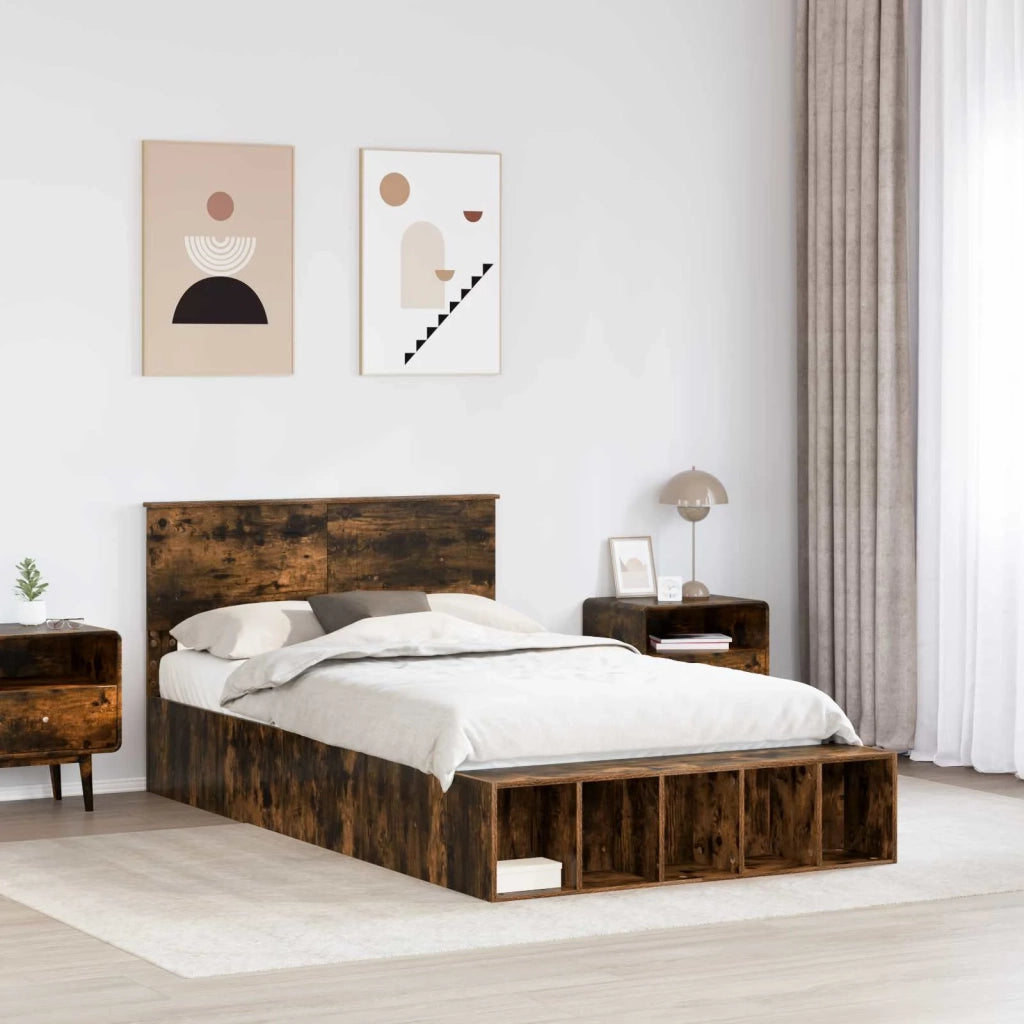 Struttura del letto Rovere fumé 120 x 190 cm Legno multistrato
