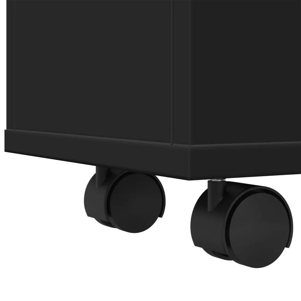 Mobile da Bagno | Armadio da bagno Stretto con Ruote Nero in Truciolato