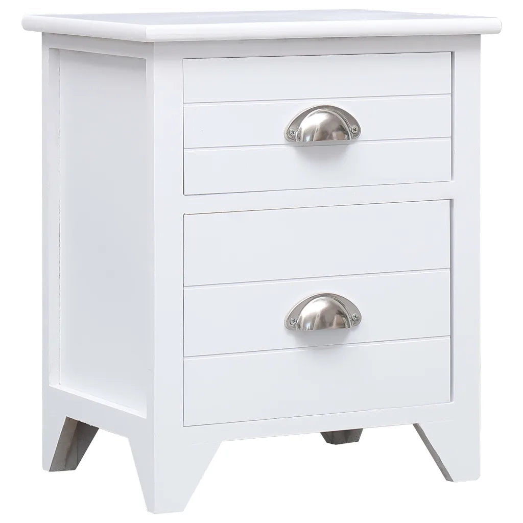 Set Comodini 2 pz con 2 Cassetti-Tavolino da notte Bianchi
