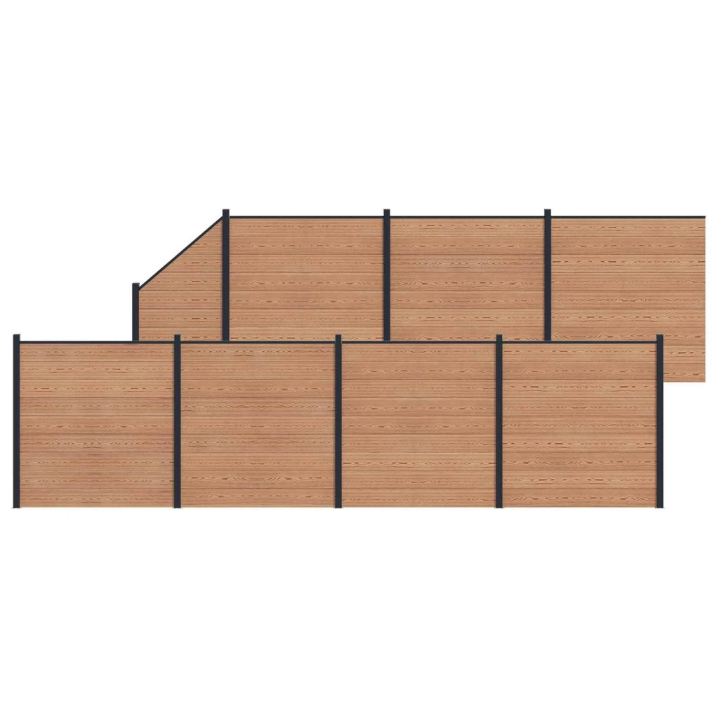 Pannello di Recinzione 8 pcs WPC e Alluminio Marrone
