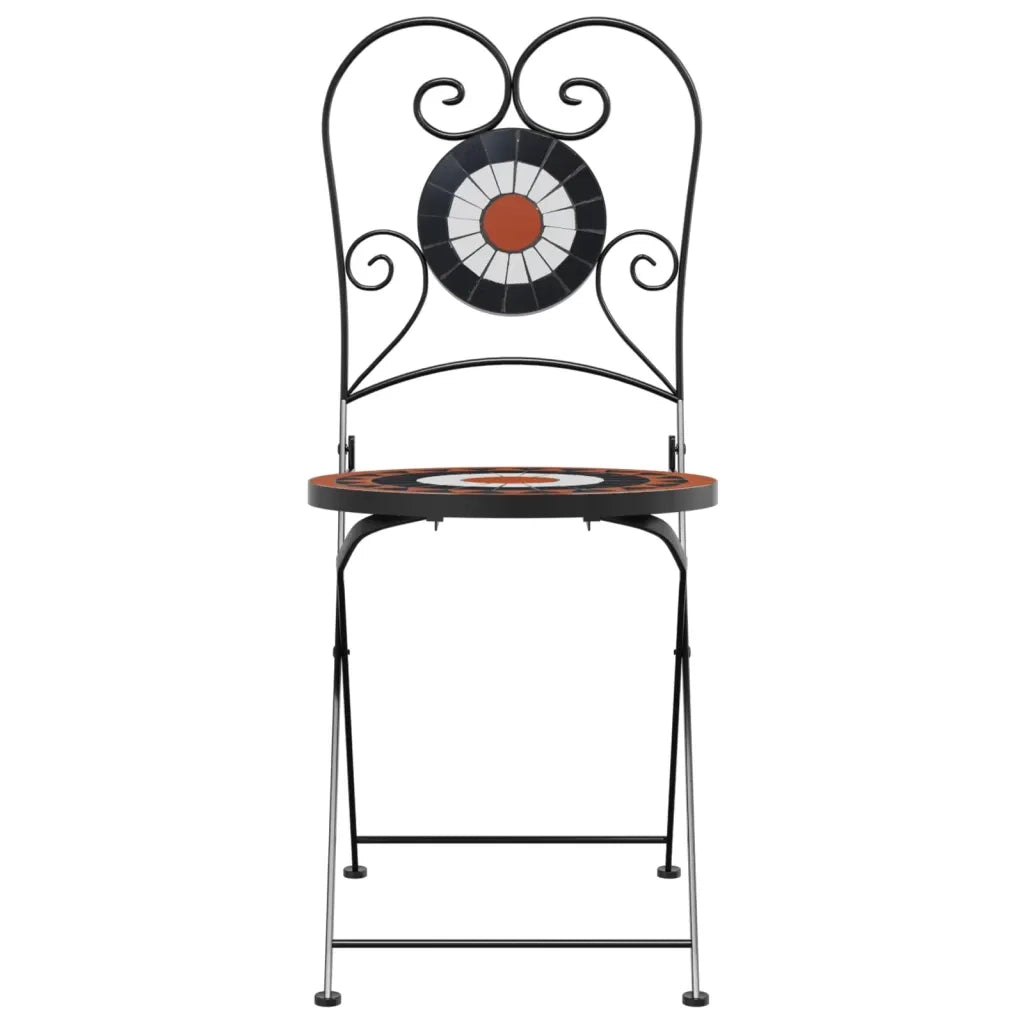 Sedie da BistrÃ² Pieghevoli 2 pz Terracotta e Bianco in Ceramica