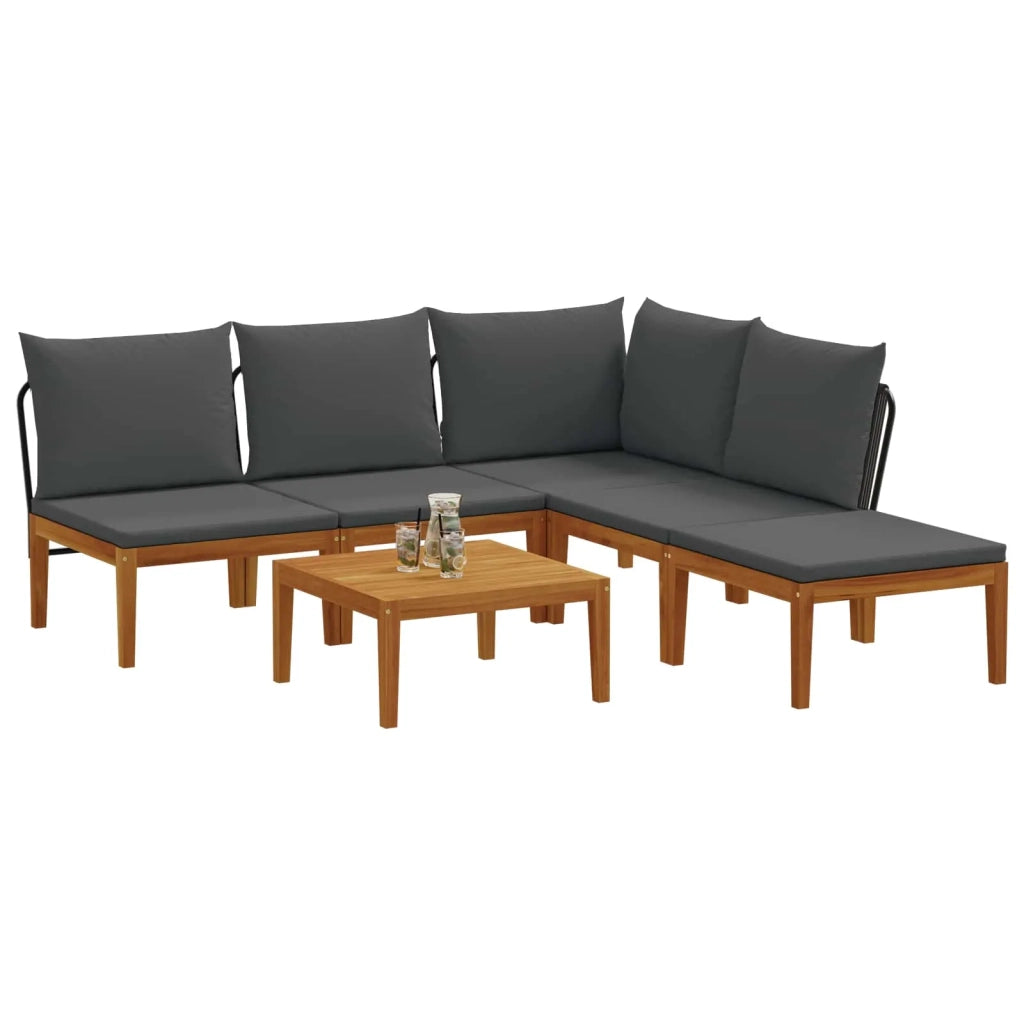 6 pcs Legno massiccio di acacia e corda Naturale 3407757