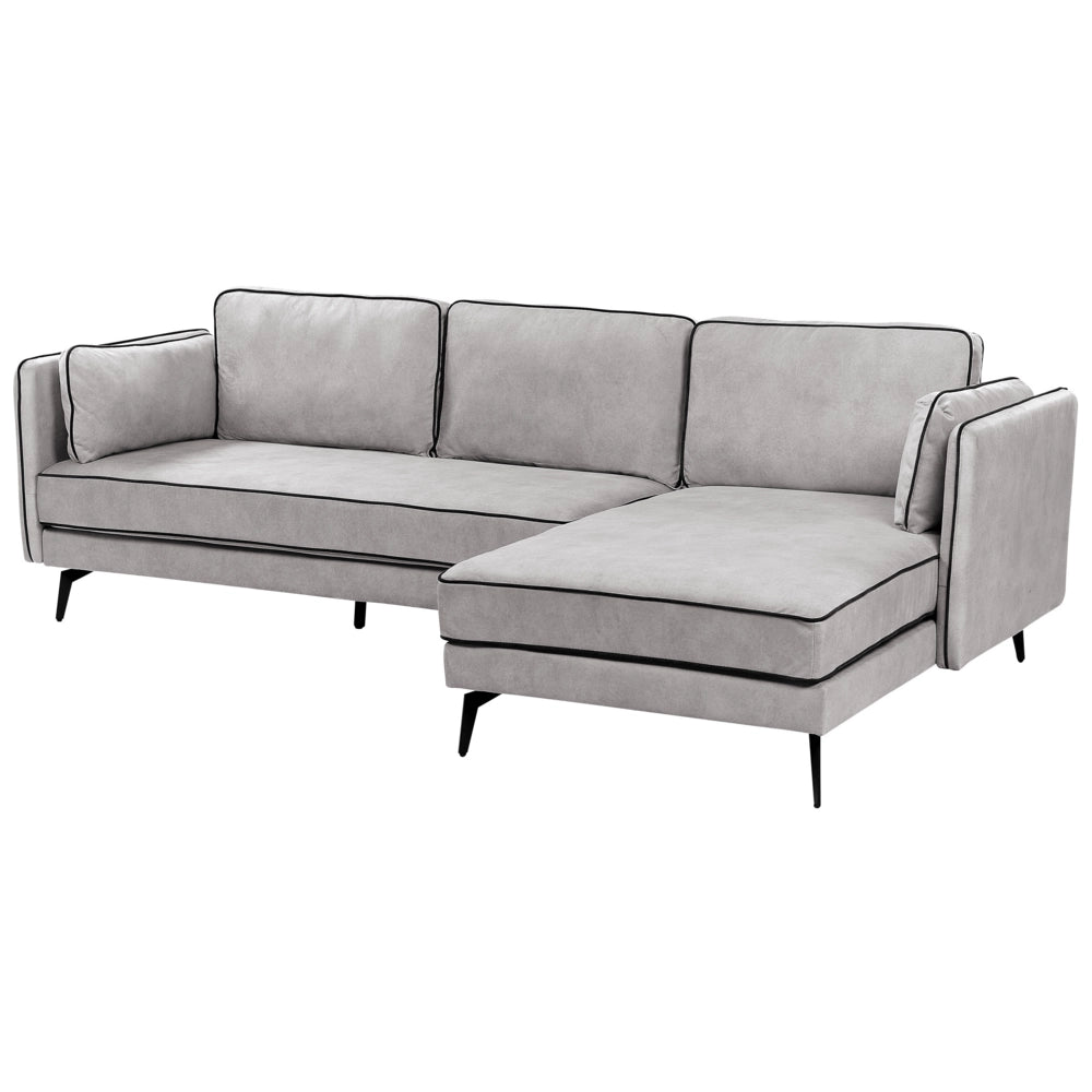Divano 3 posti angolare regolabile lato sinistro in velluto grigio stile moderno design classico