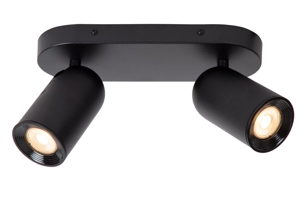 Faretto soffitto doppio orientabile nero 2xGU10 Lucide Punch