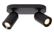 Faretto soffitto doppio orientabile nero 2xGU10 Lucide Punch
