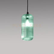 RAIKA V/P - VETRO SOFFIATO VERDE TRASPARENTE CON DECORAZIONE COSTE VERTICALI D.12,3CM