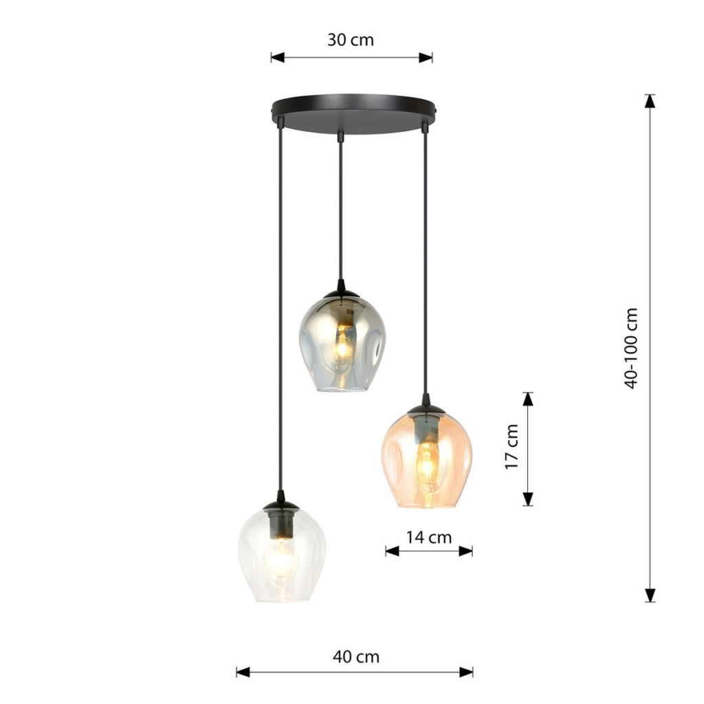 Lampada a sospensione ISTAR 3 con paralumi in vetro colorato