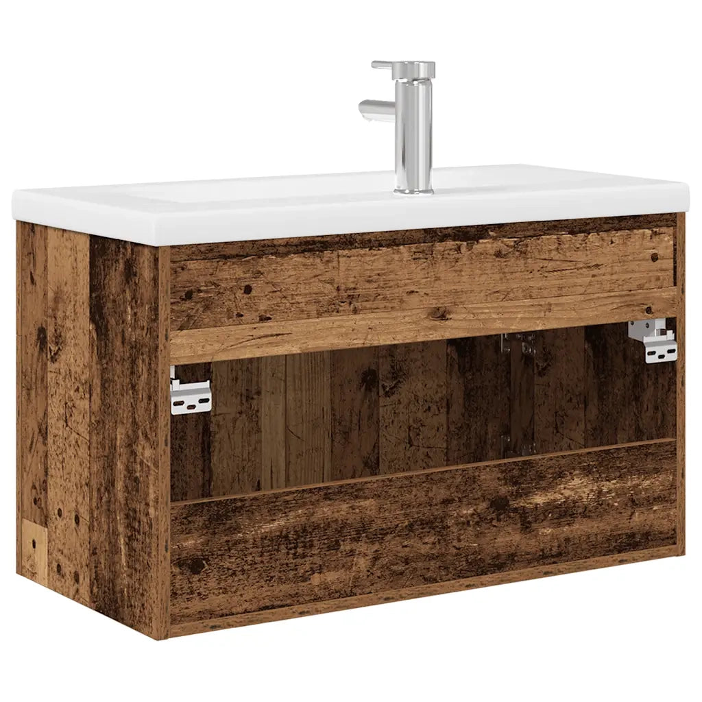 vidaXL Mobile da Bagno con Lavabo Integrato e Rubinetto Legno Antico