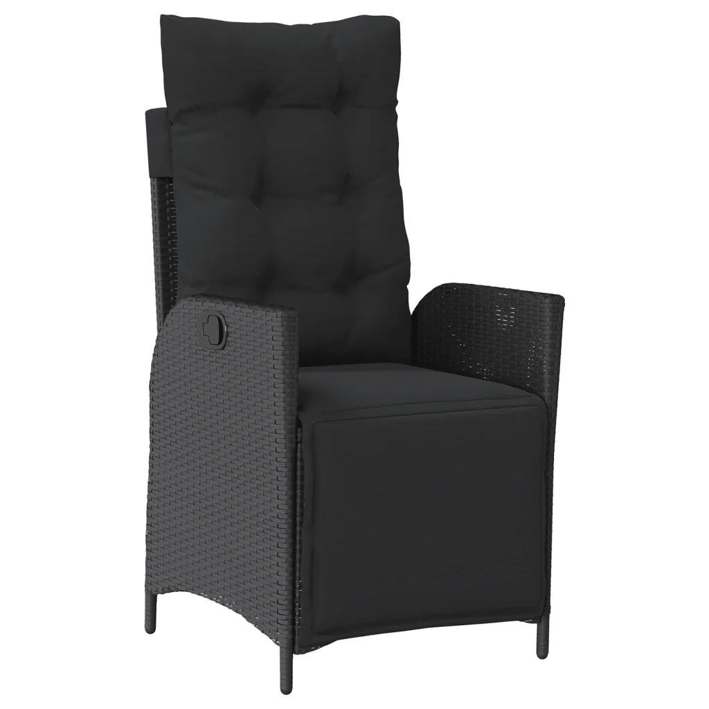 Set da Pranzo da Giardino 5 pz Nero con Cuscini in Polyrattan 3213402